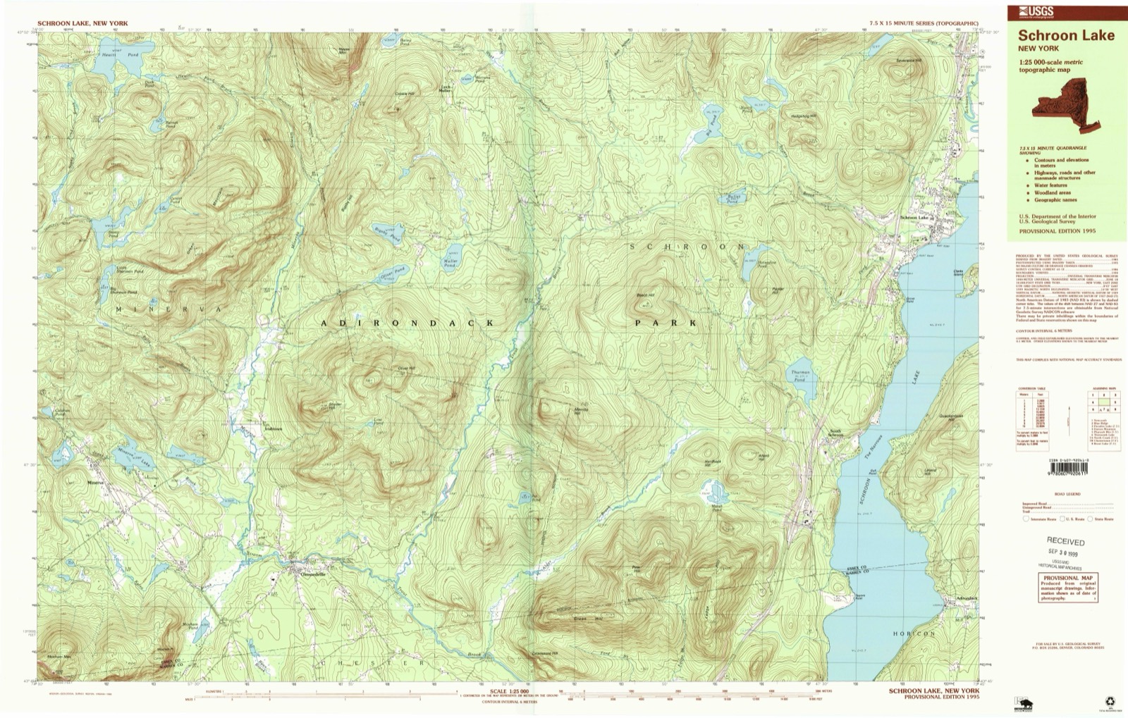Topographic sheet of Adirondack, surveyed 1995