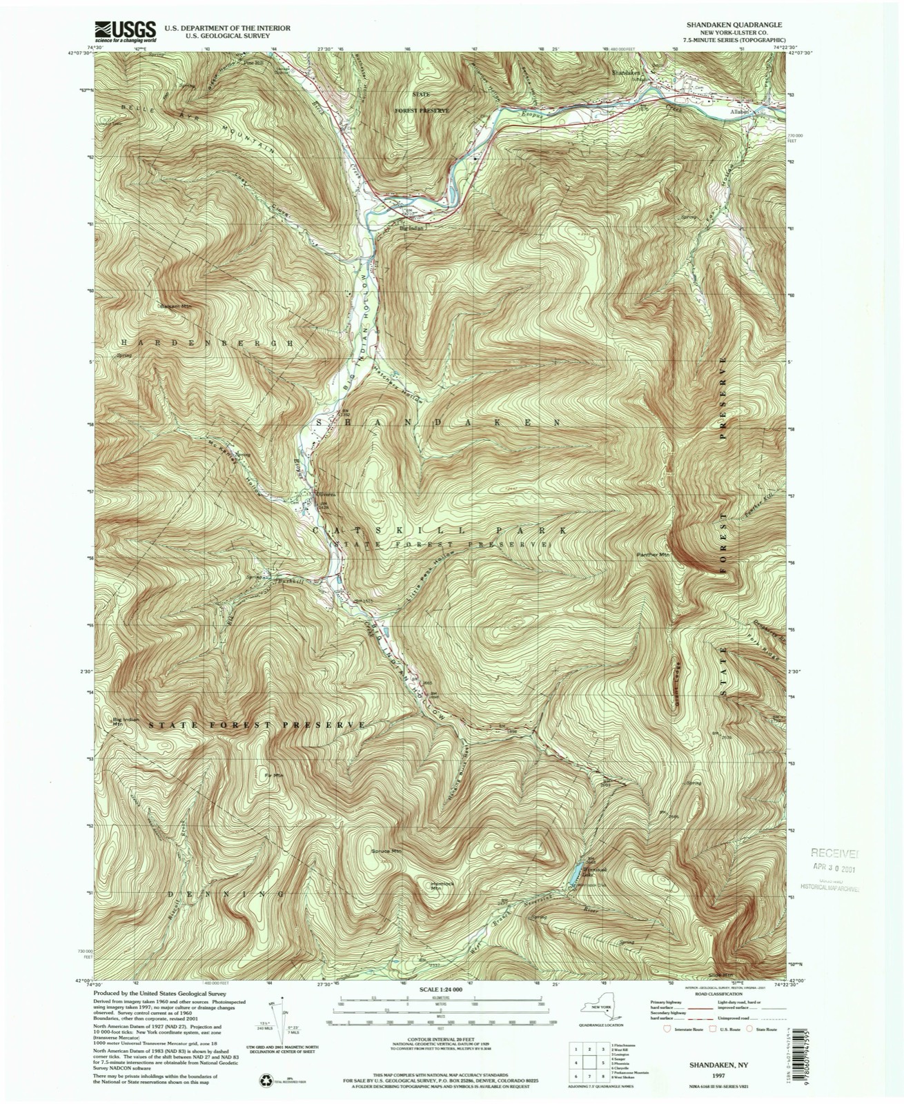 Topographic sheet of Big Indian, surveyed 1997
