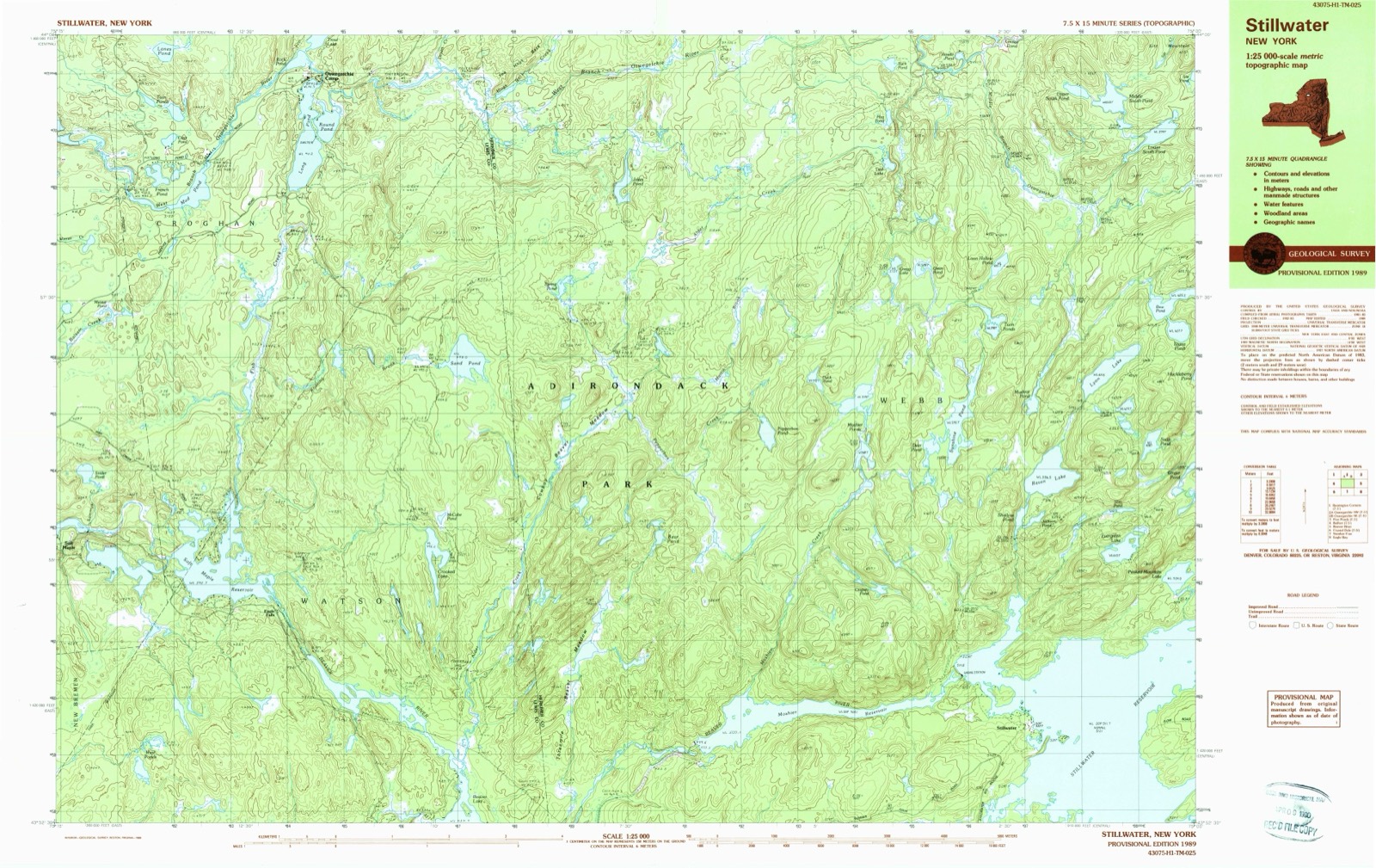 Topographic sheet of Stillwater, surveyed 1989