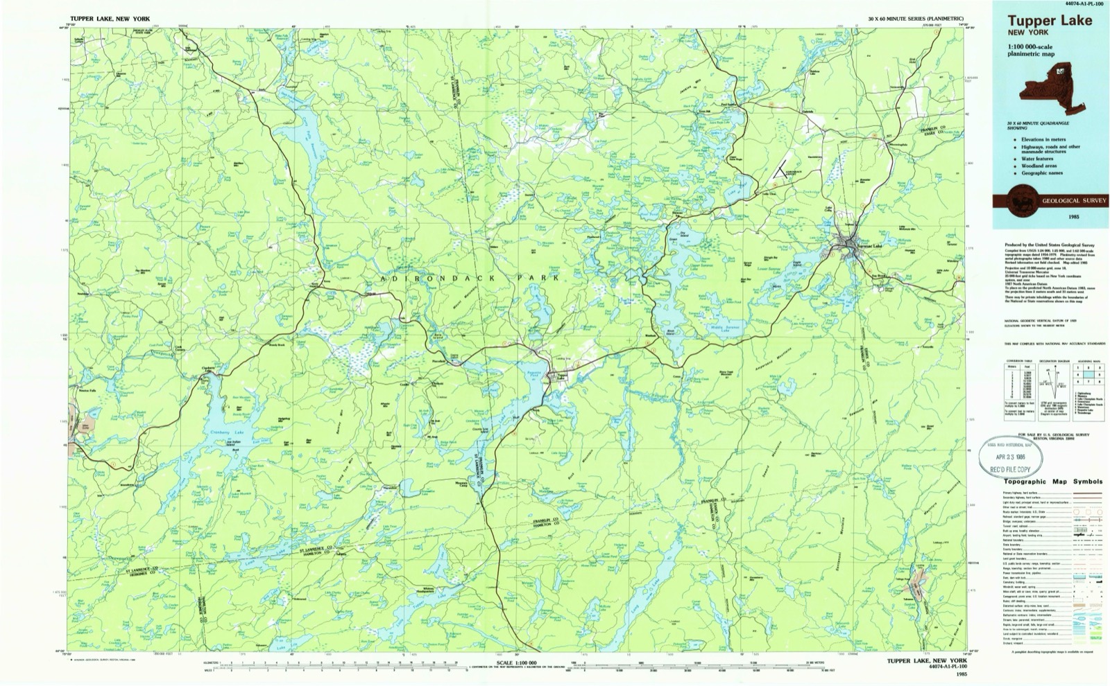Topographic sheet of Childwold Park, surveyed 1985