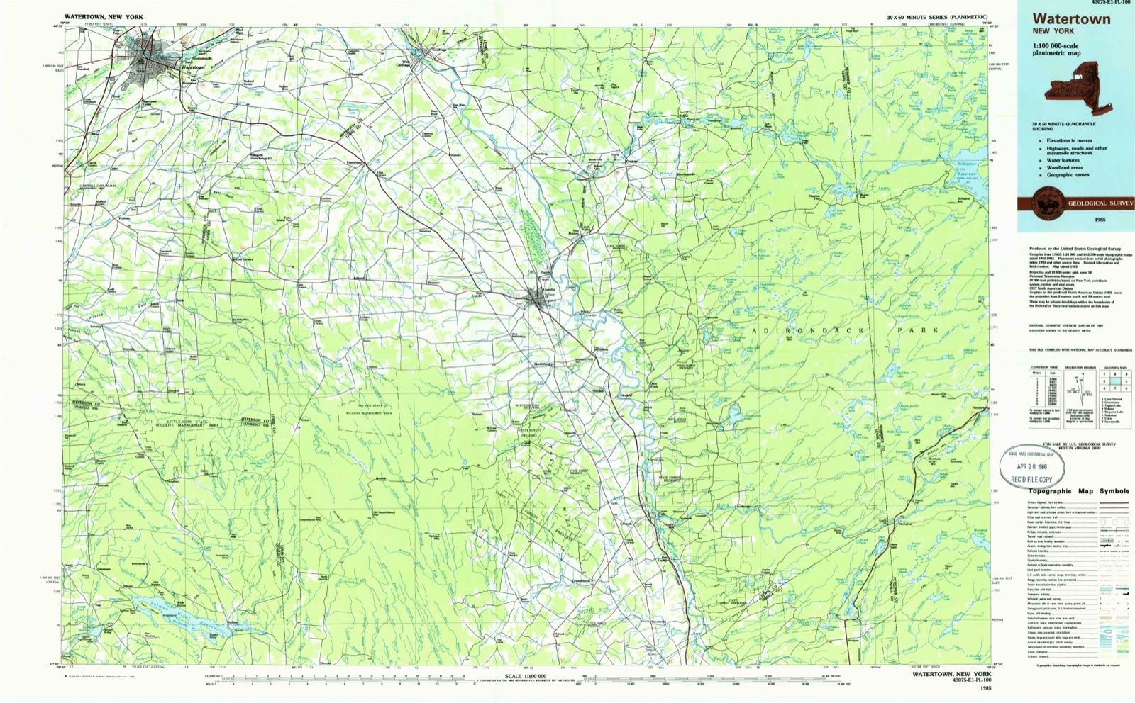 Topographic sheet of Fields Settlement, surveyed 1985
