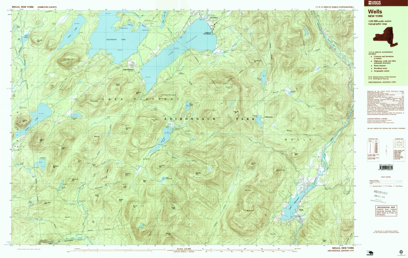 Topographic sheet of Speculator, surveyed 1997