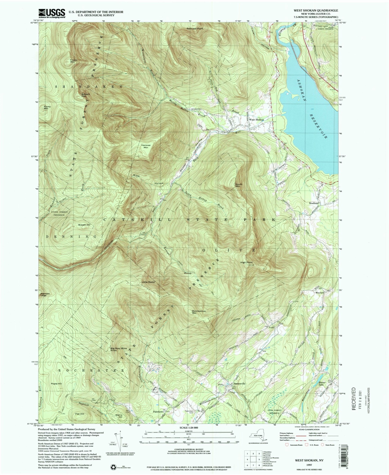 Topographic sheet of Samsonville, surveyed 1997