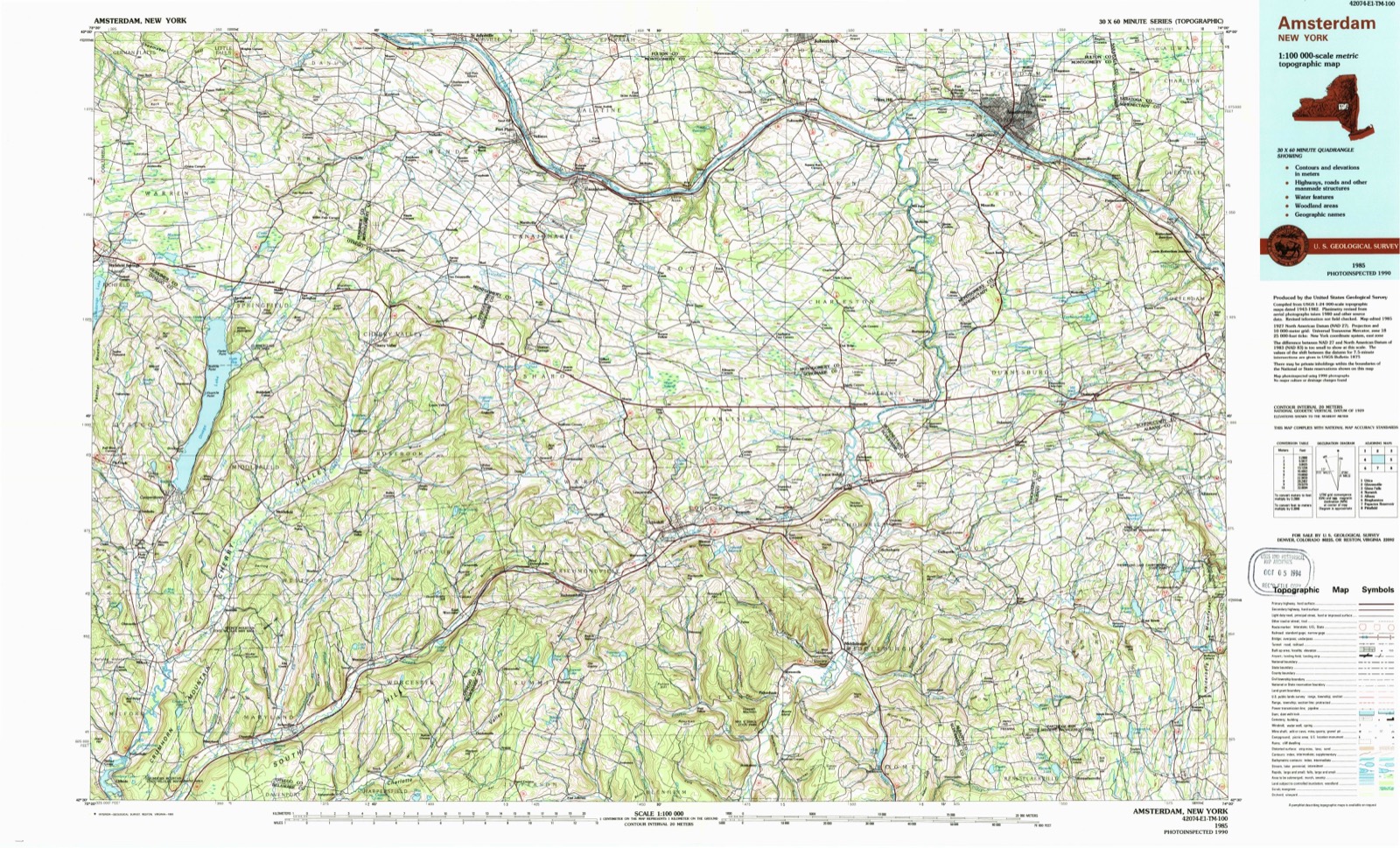 Topographic sheet of Delanson, surveyed 1985