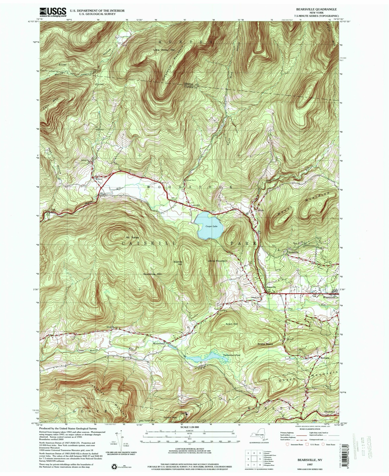 Topographic sheet of Shady, surveyed 1997