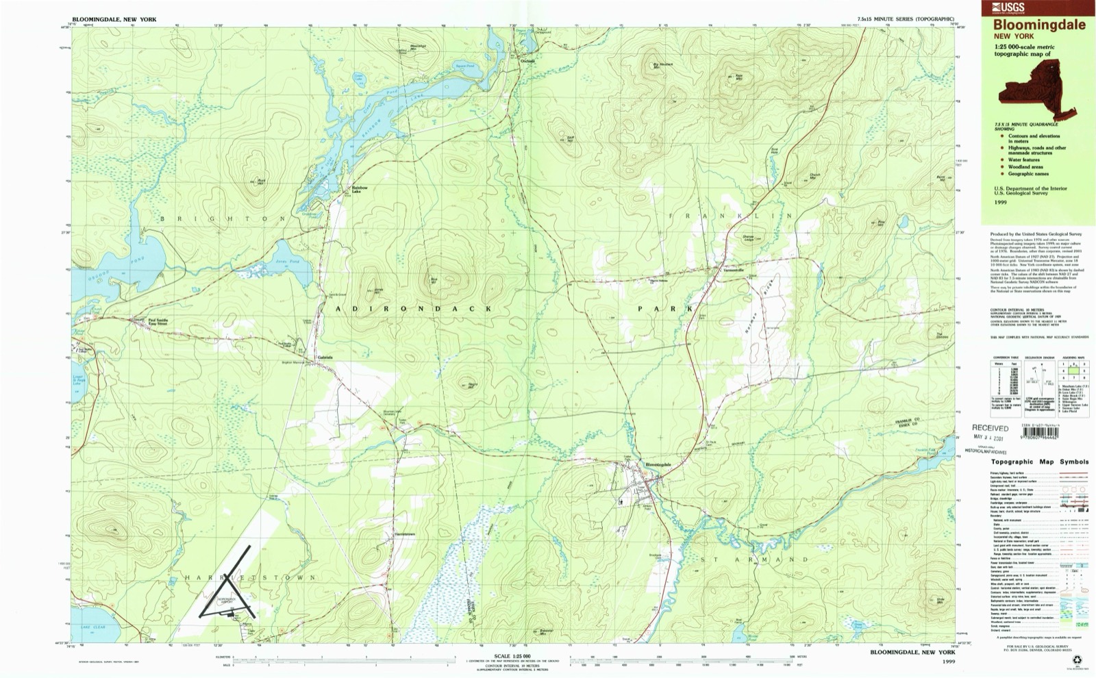 Topographic sheet of Bloomingdale, surveyed 1999