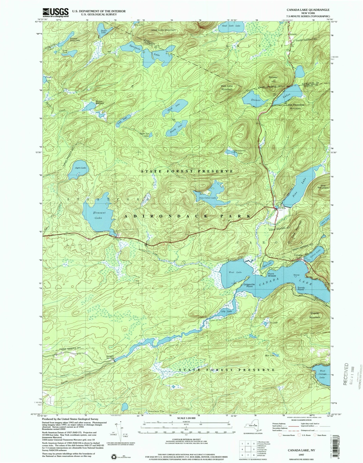 Topographic sheet of Arietta, surveyed 1997