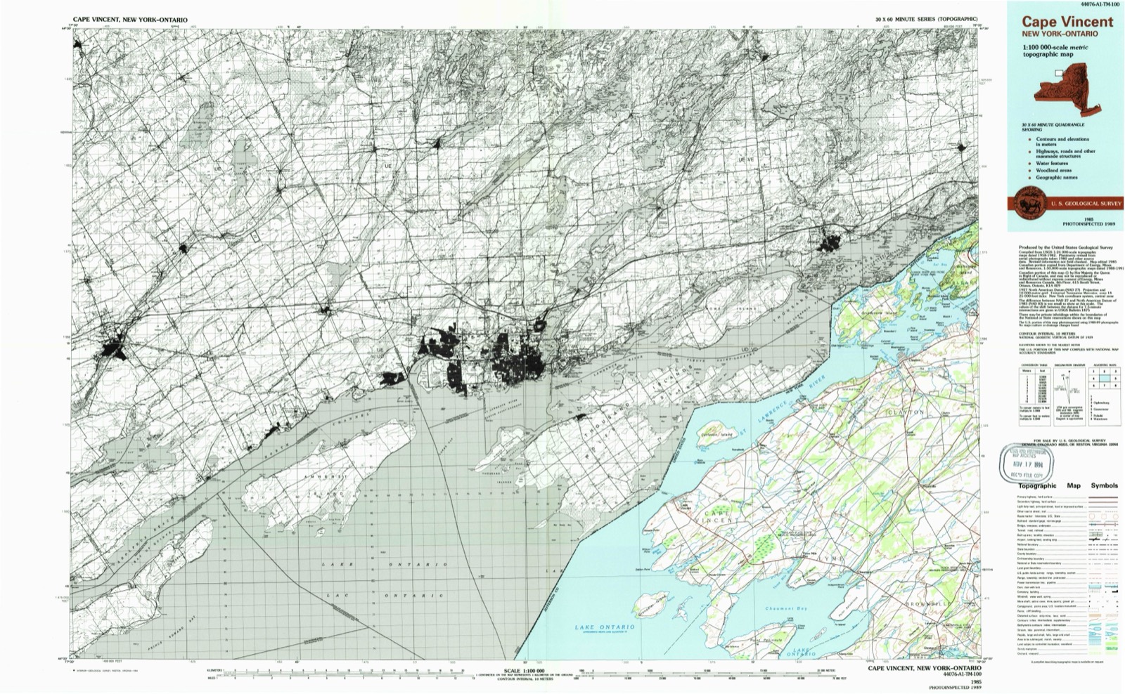 Topographic sheet of Limerick, surveyed 1985
