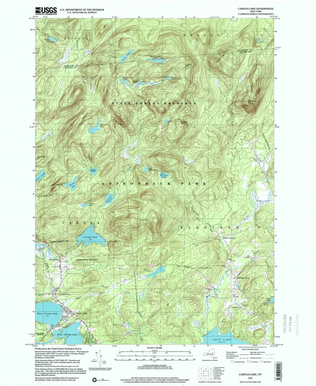 Topographic sheet of Peters Corners, surveyed 1997