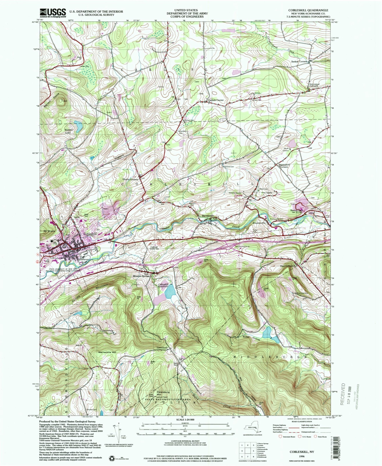 Topographic sheet of Grovenor Corners, surveyed 1996