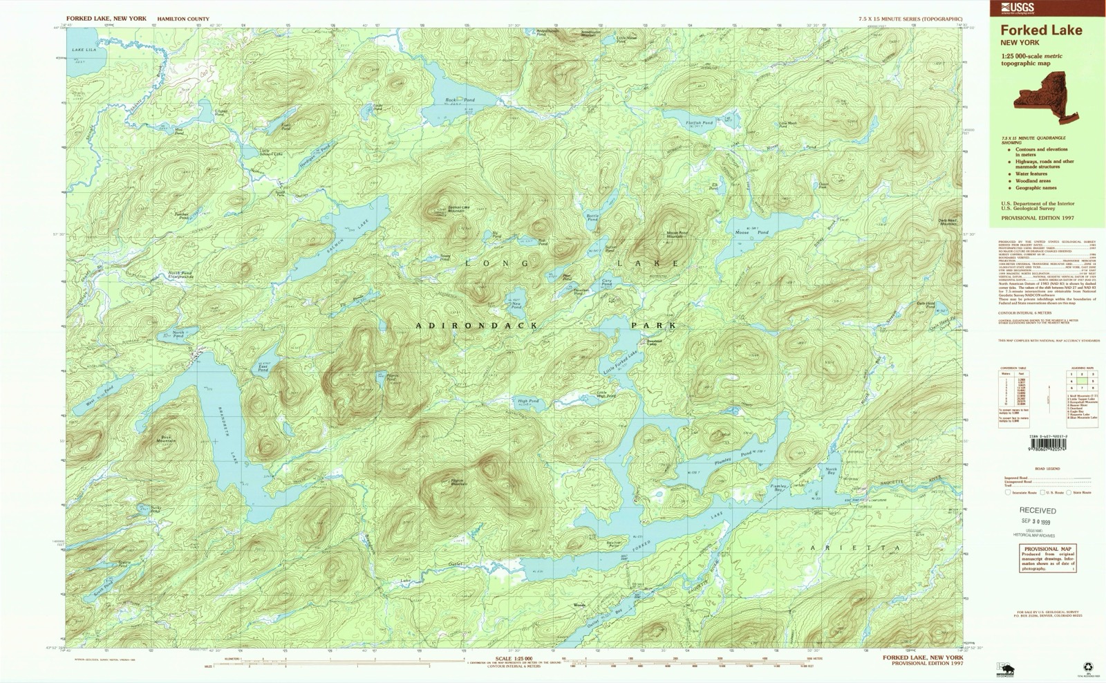 Topographic sheet of Woods, surveyed 1997