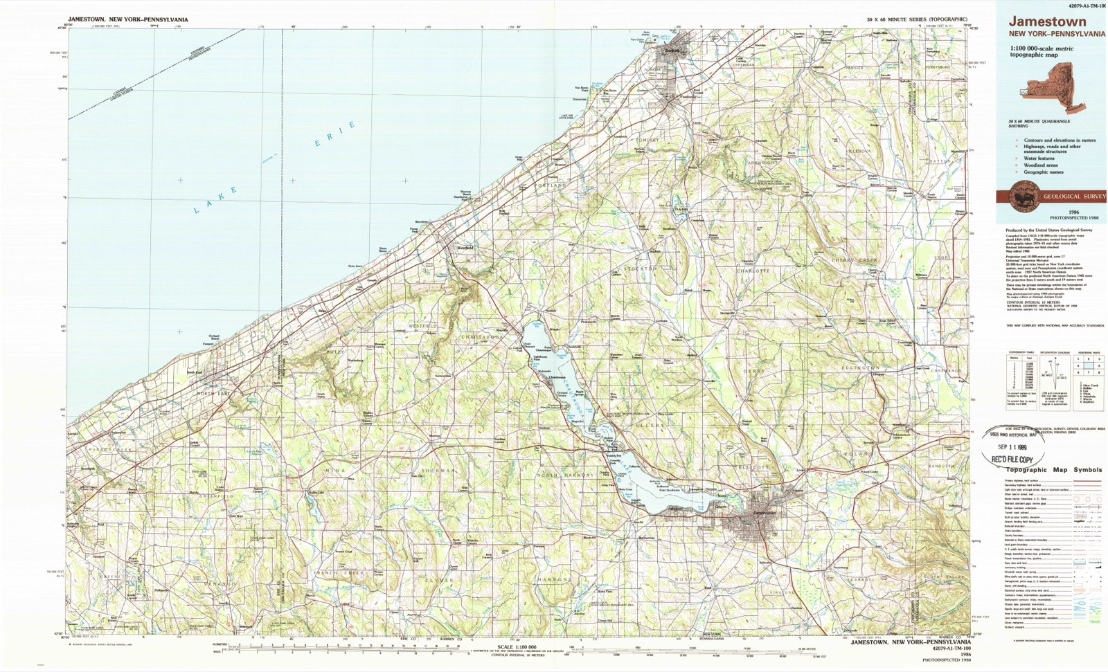 Topographic sheet of Conewango, surveyed 1986