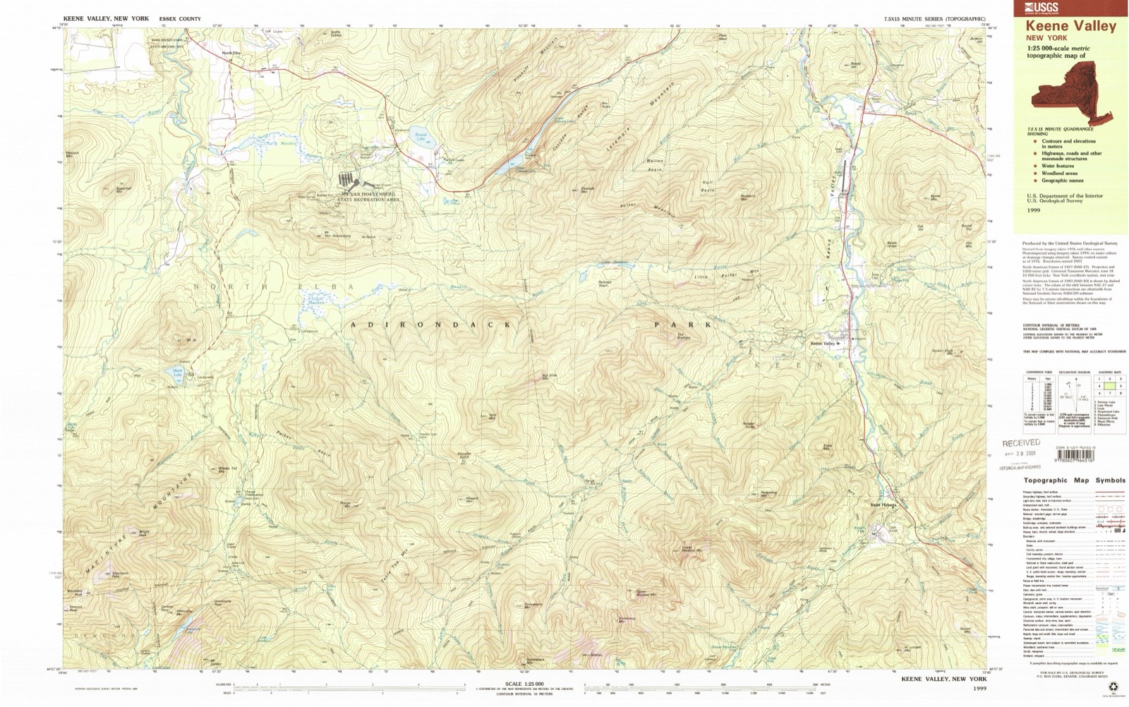 Topographic sheet covering Beer's Bridge, surveyed 1999