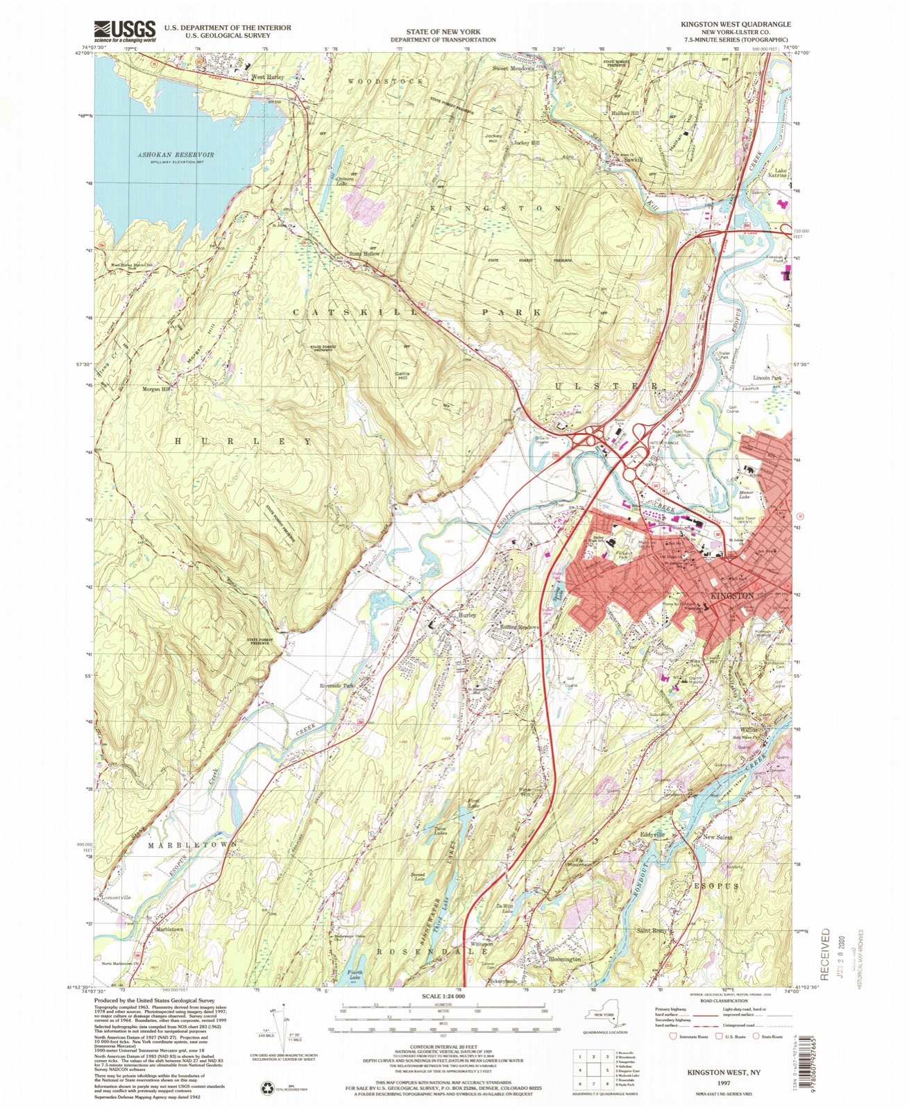 Topographic sheet of Sawkill, surveyed 1997