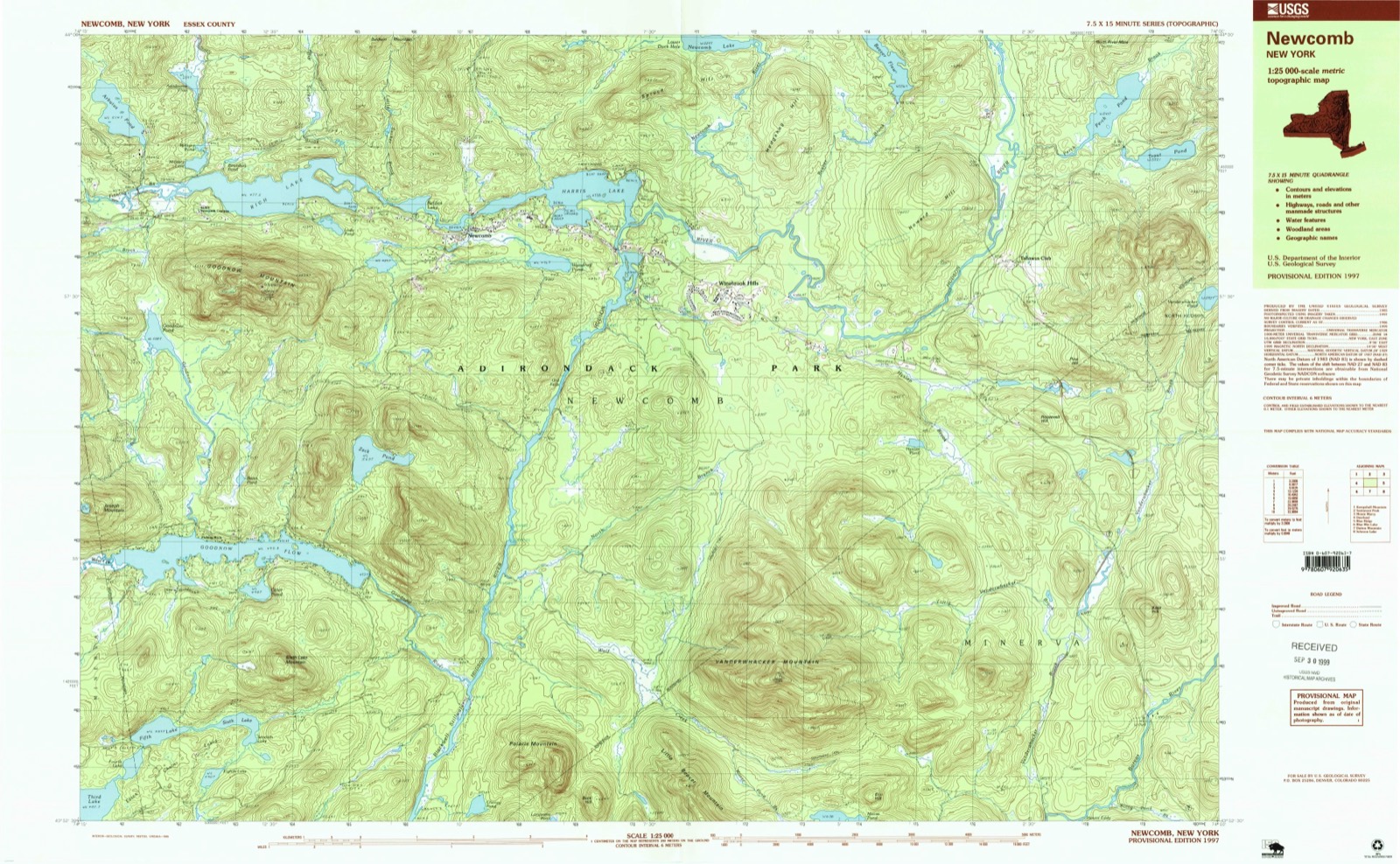 Topographic sheet of Newcomb, surveyed 1997