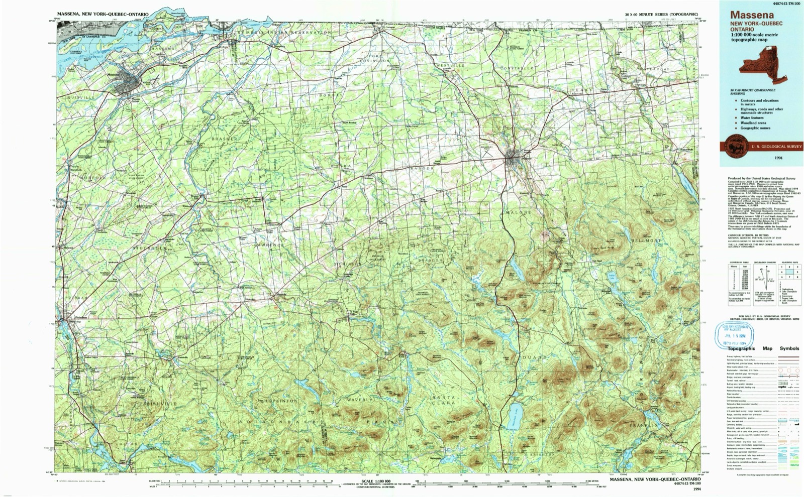 Topographic sheet of Malone Junction, surveyed 1994