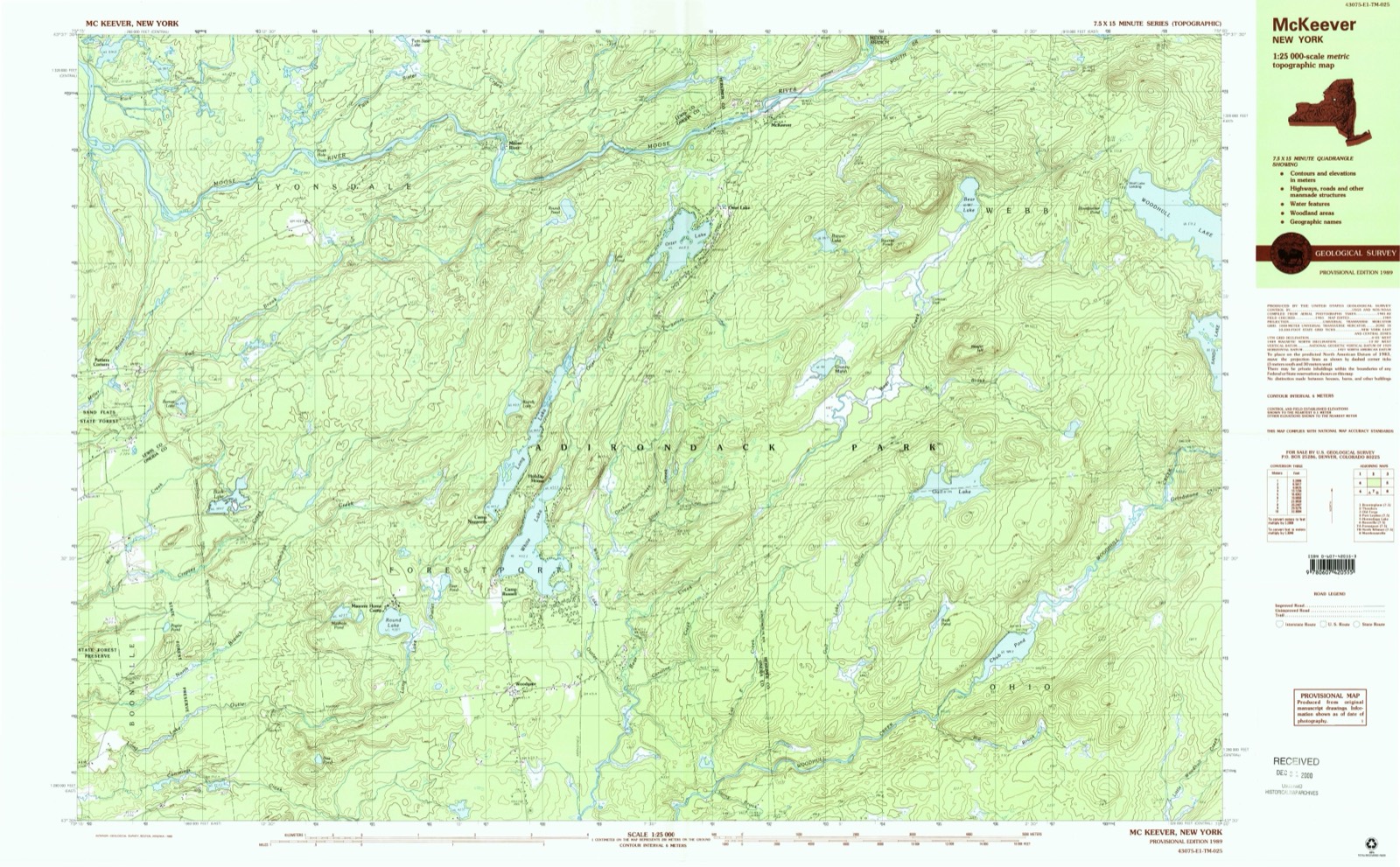 Topographic sheet of McKeever, surveyed 1989