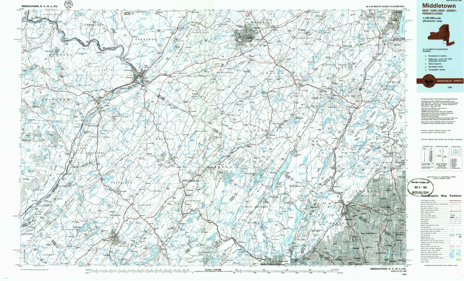 Topographic sheet of Cedarcrest, surveyed 1986