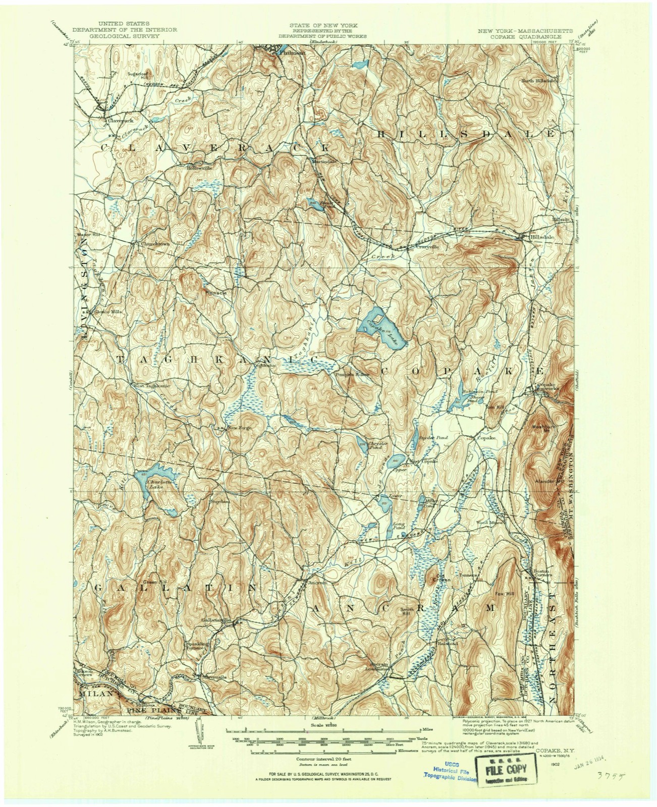 Topographic sheet of Pumpkin Hollow, surveyed 1902