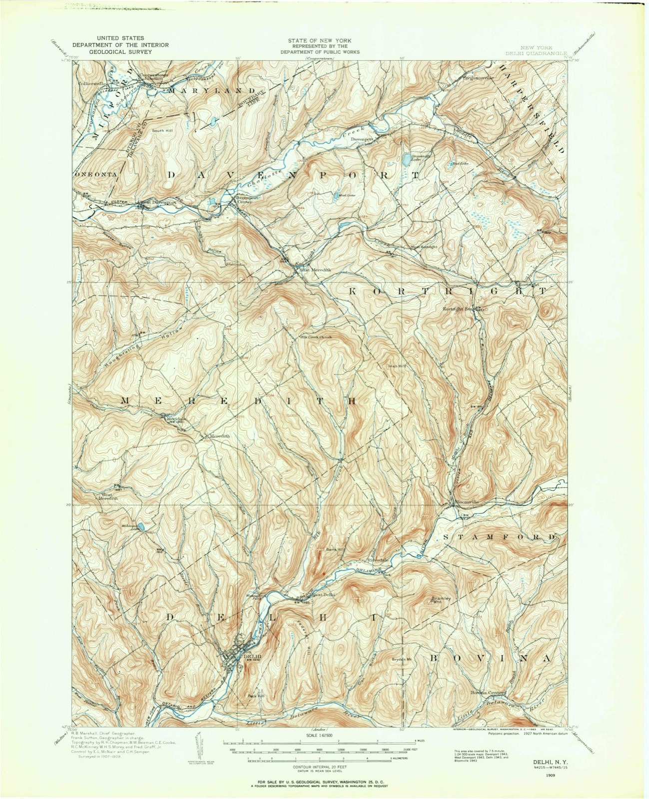 Topographic sheet of Davenport, surveyed 1909