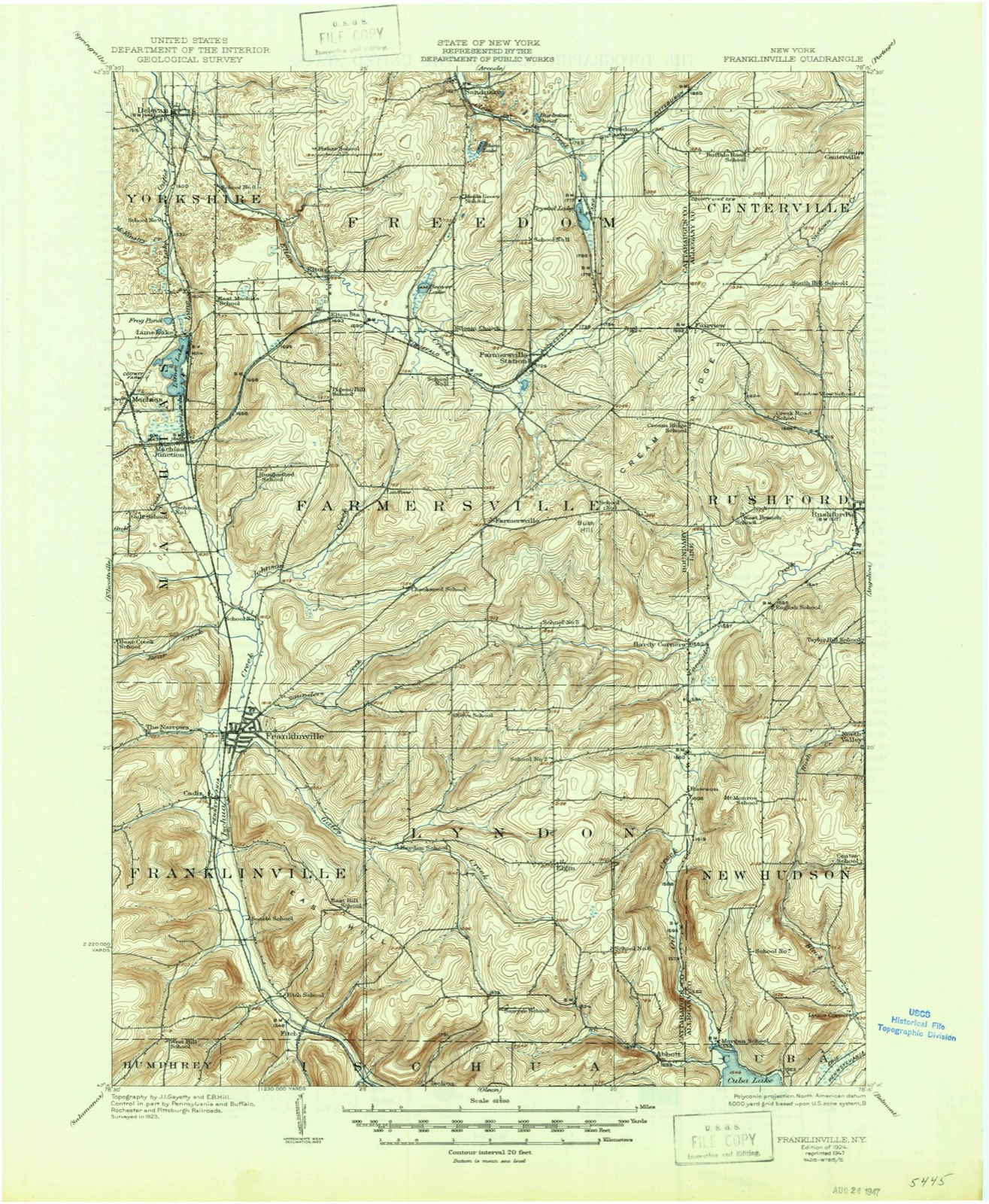 Topographic sheet of Delevan, surveyed 1924