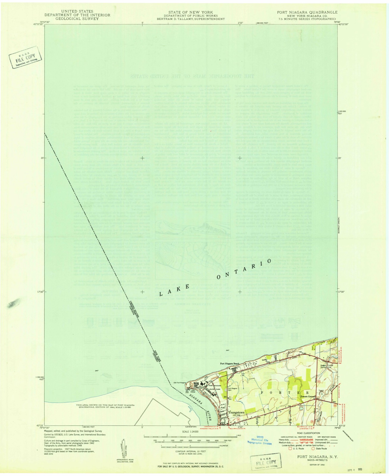 Topographic sheet of Fort Niagara Beach, surveyed 1950