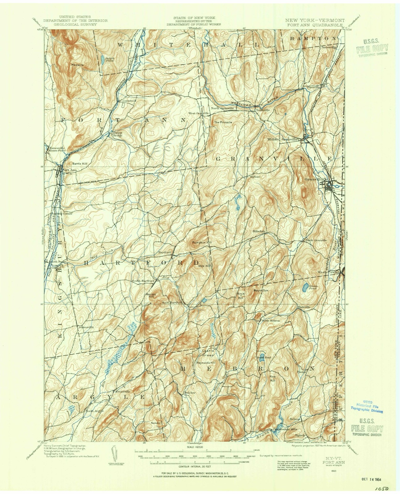 Topographic sheet of Comstock, surveyed 1893