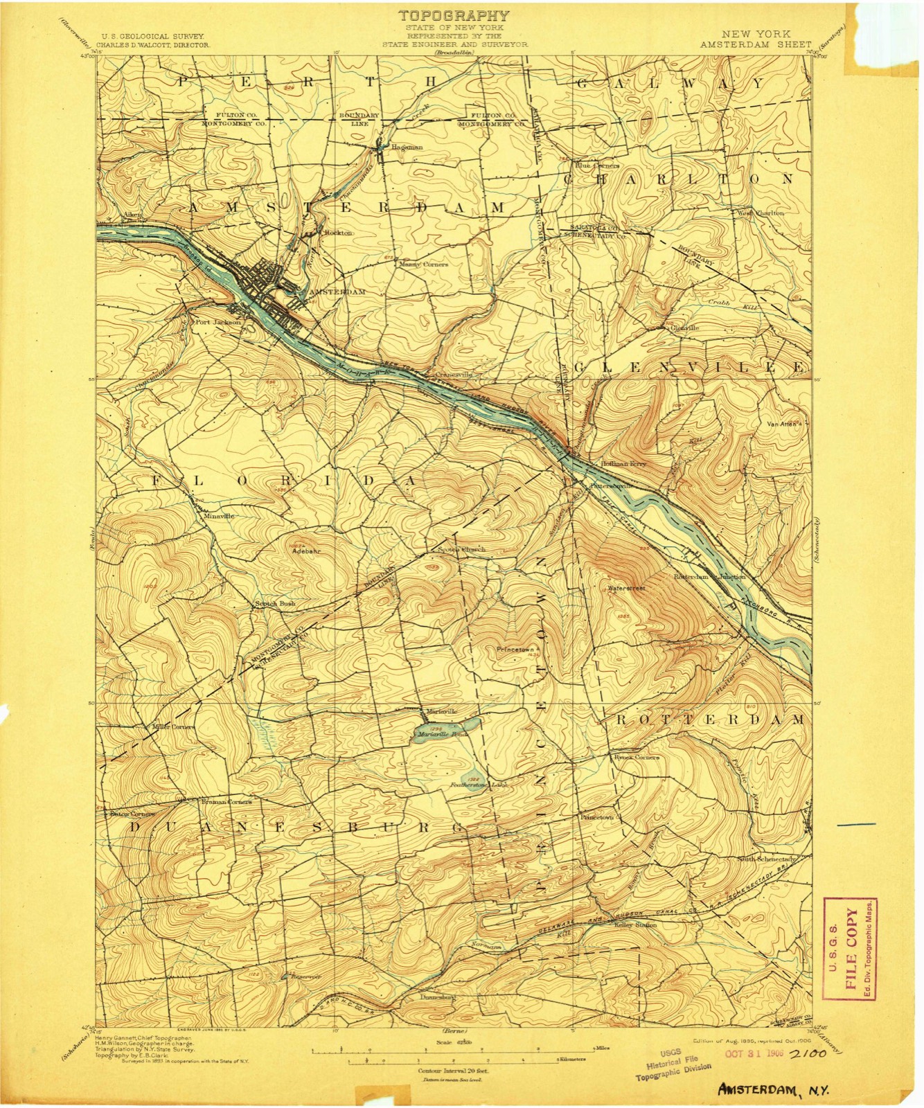 Topographic sheet of Duane, surveyed 1895
