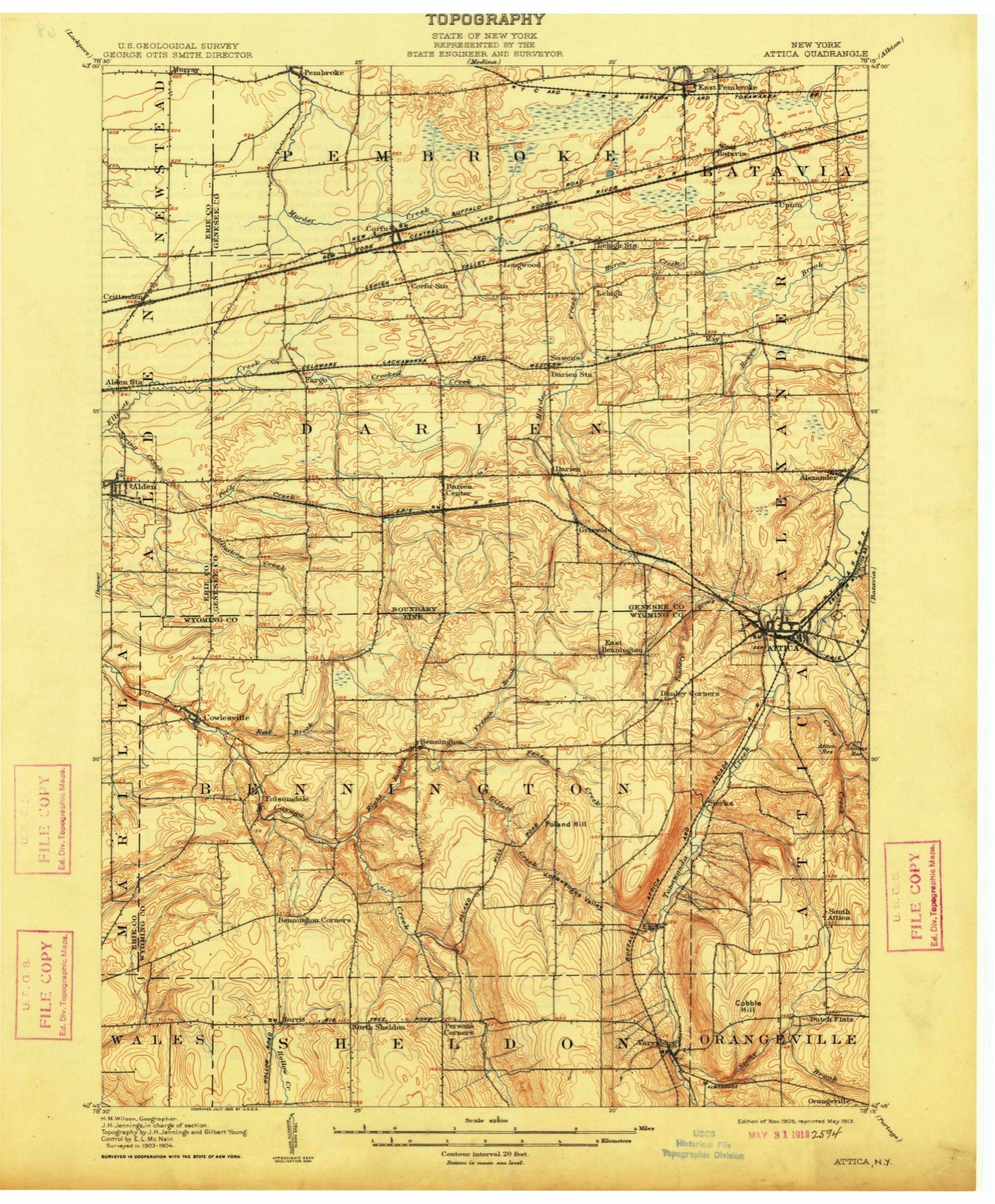 Topographic sheet of Ray, surveyed 1905
