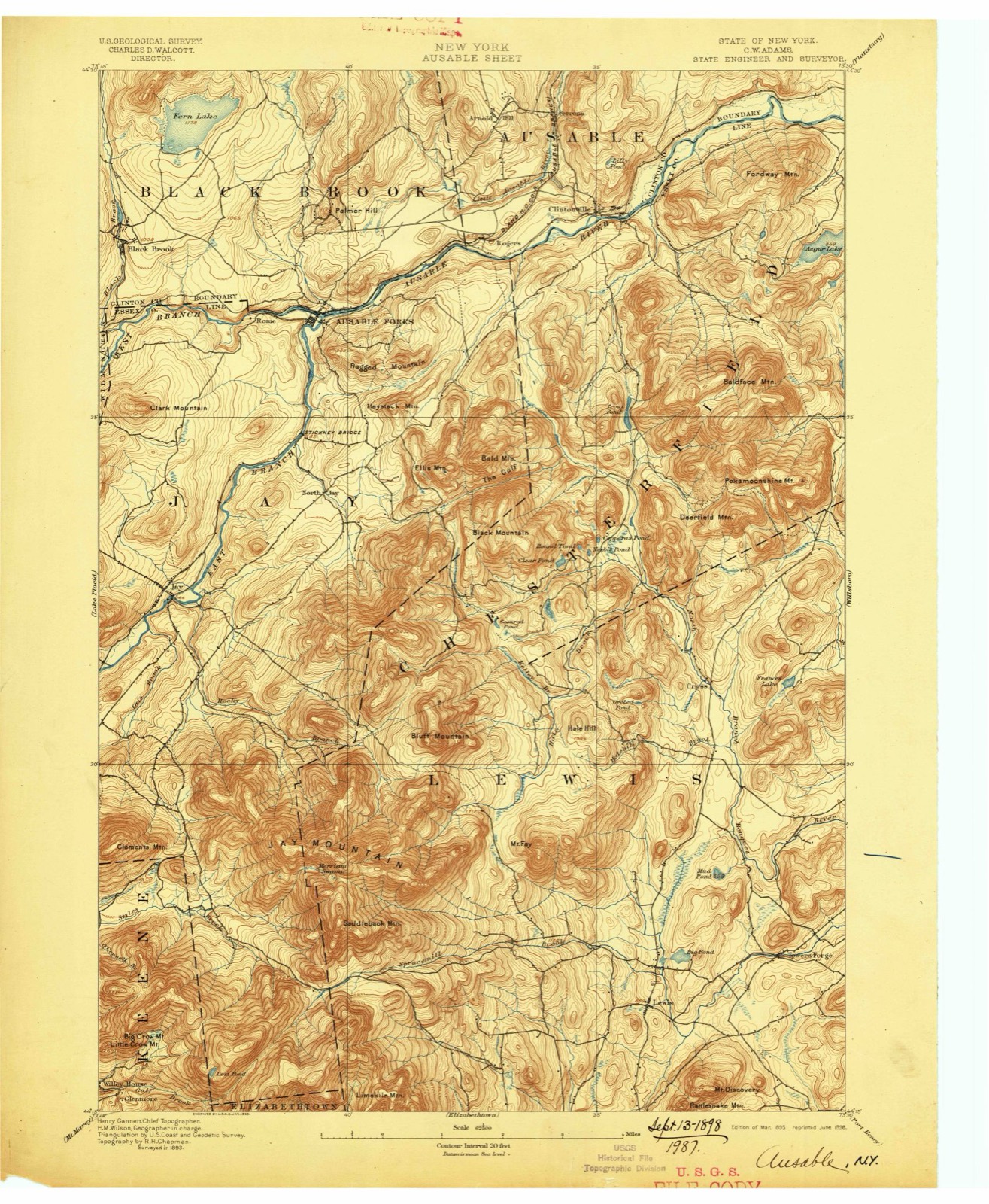 Topographic sheet of Jay, surveyed 1895