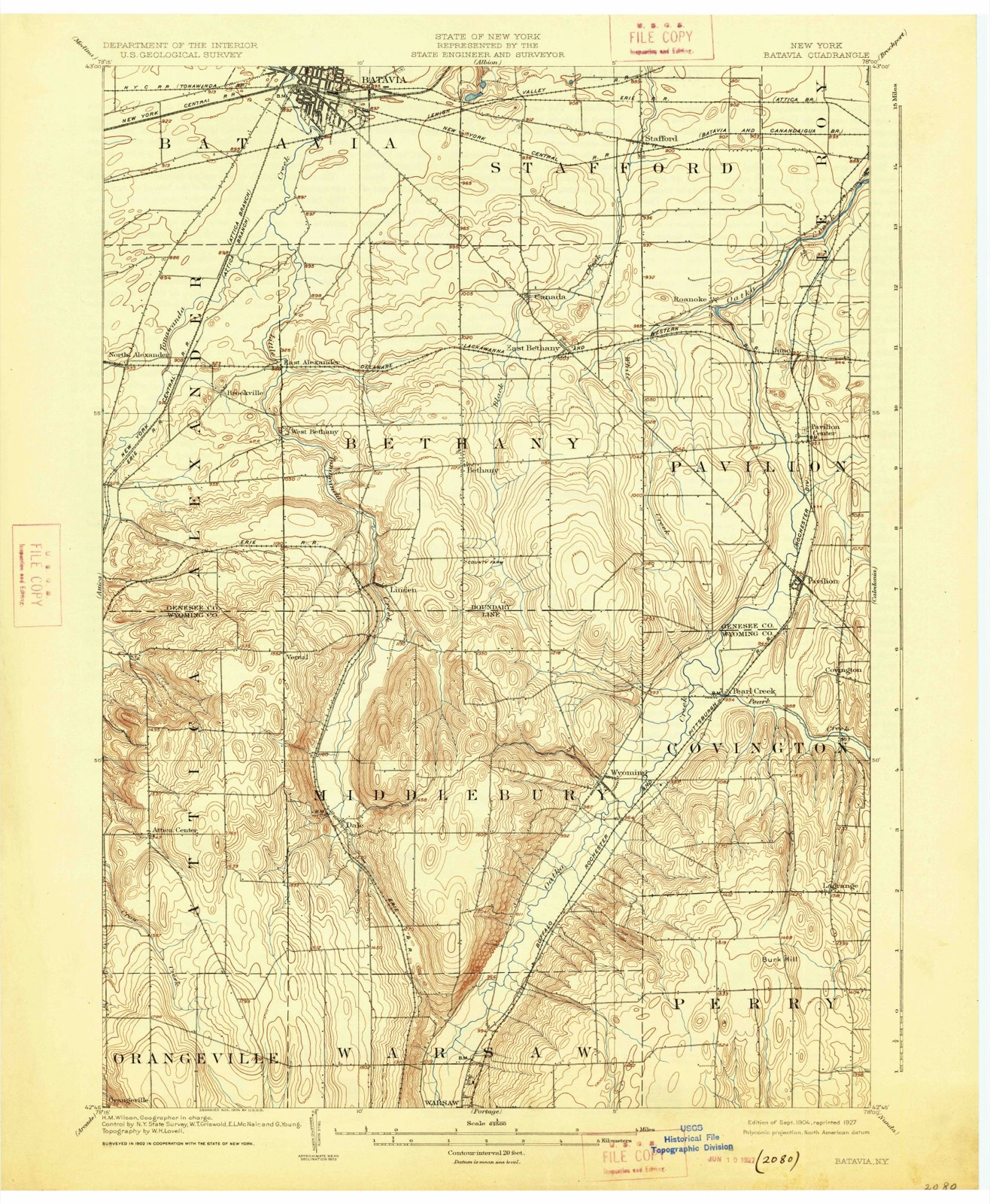Topographic sheet of Pavilion, surveyed 1904