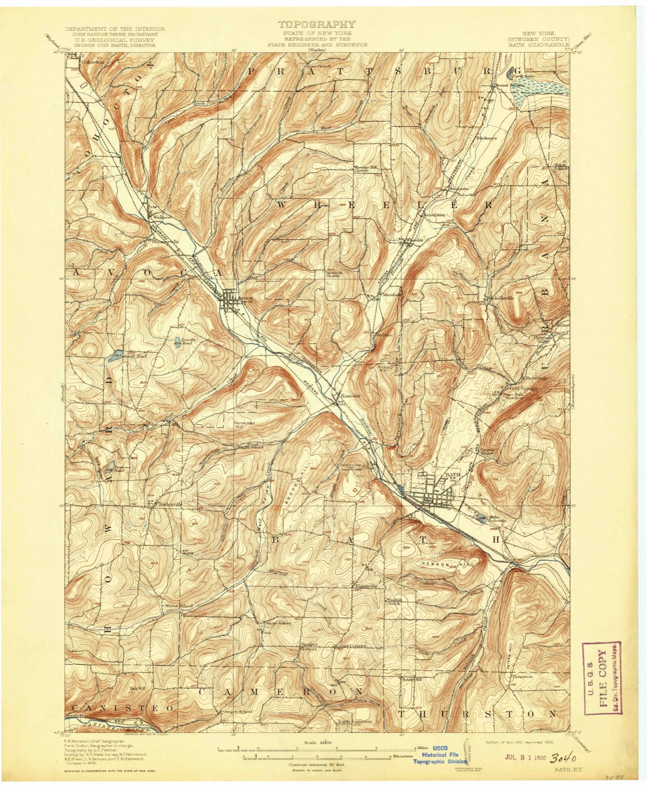Topographic sheet of Marshalls, surveyed 1910