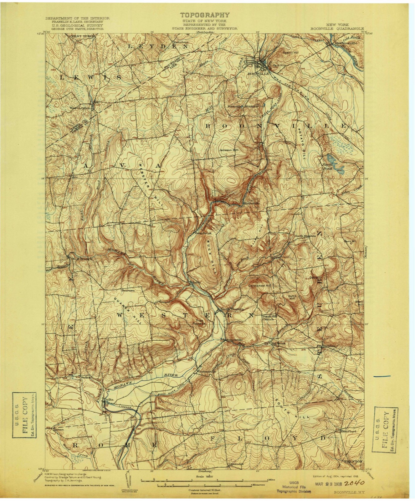 Topographic sheet of Dunn Brook, surveyed 1904