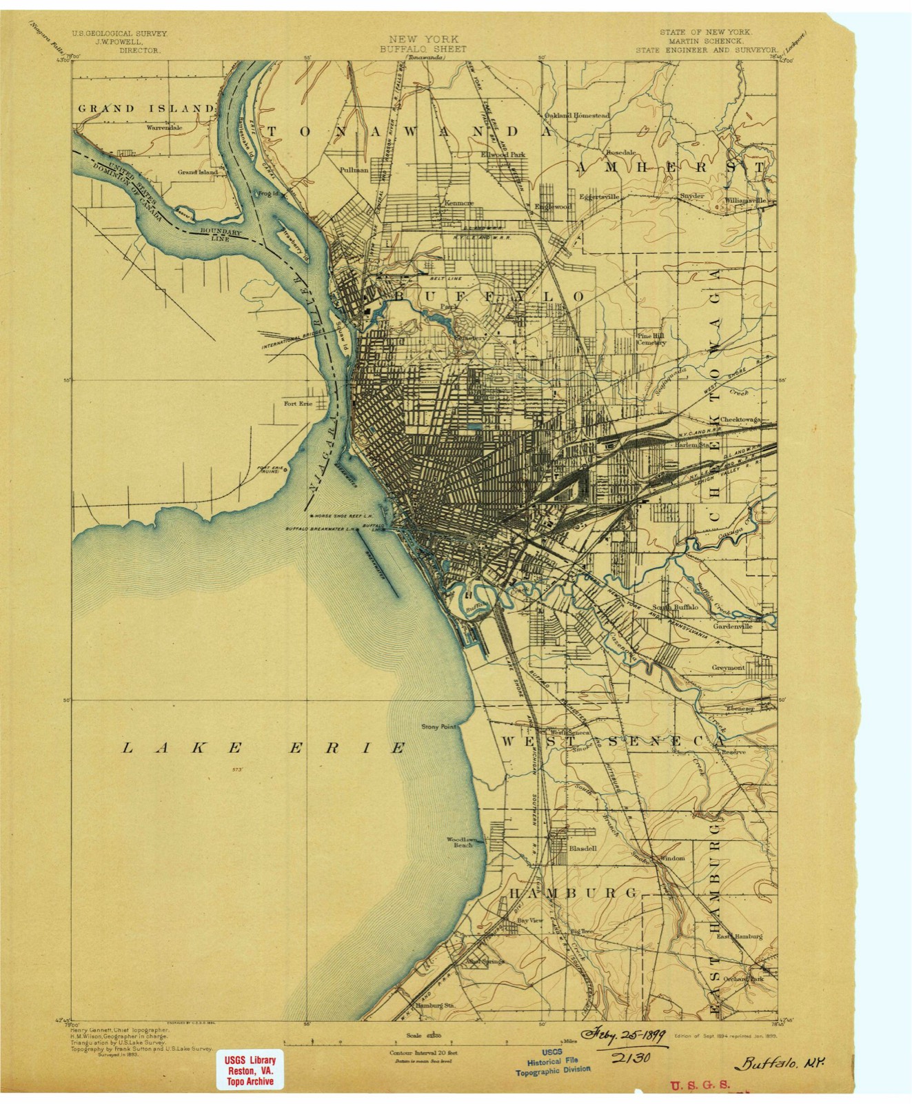 Topographic sheet covering Buffalo Public School #32-PS 32, surveyed 1894