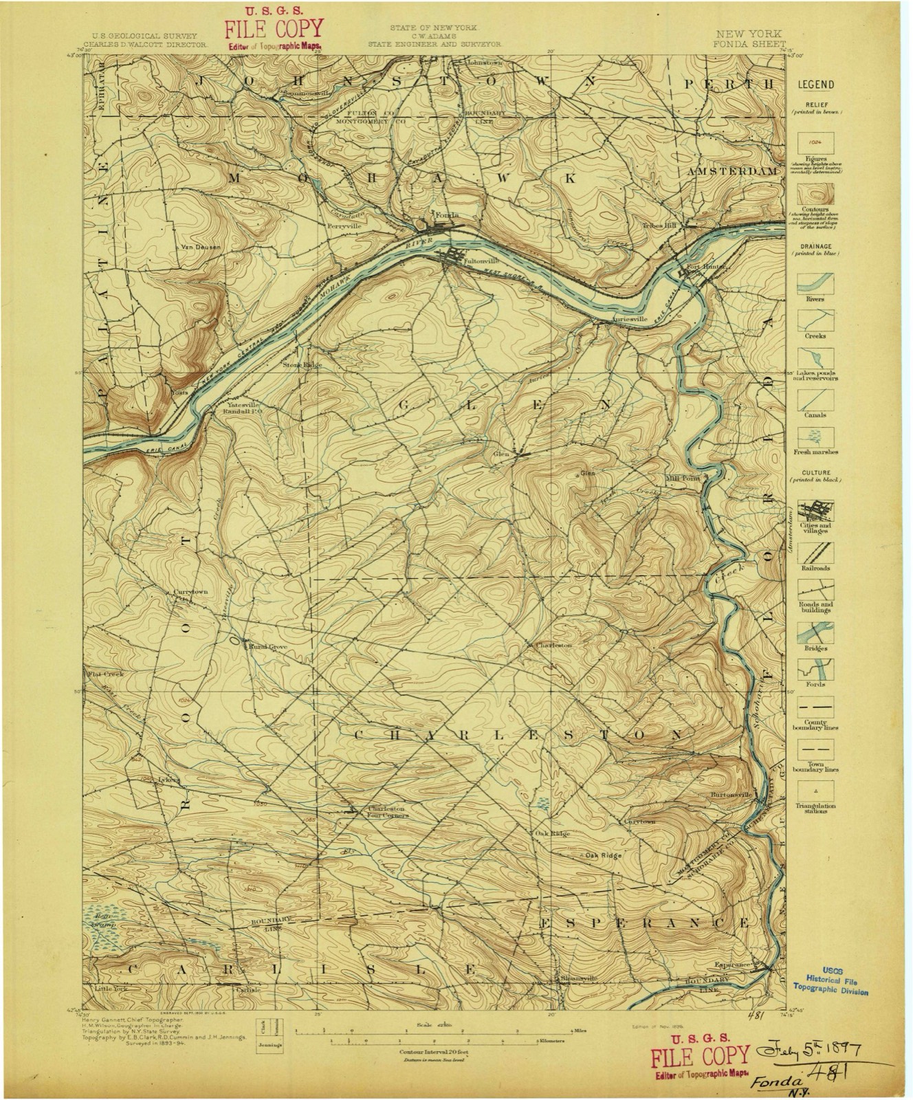 Topographic sheet of Sammonsville, surveyed 1896