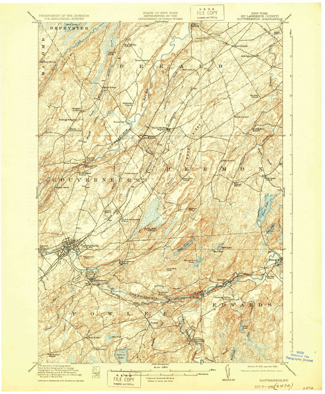 Topographic sheet of Fowler, surveyed 1915