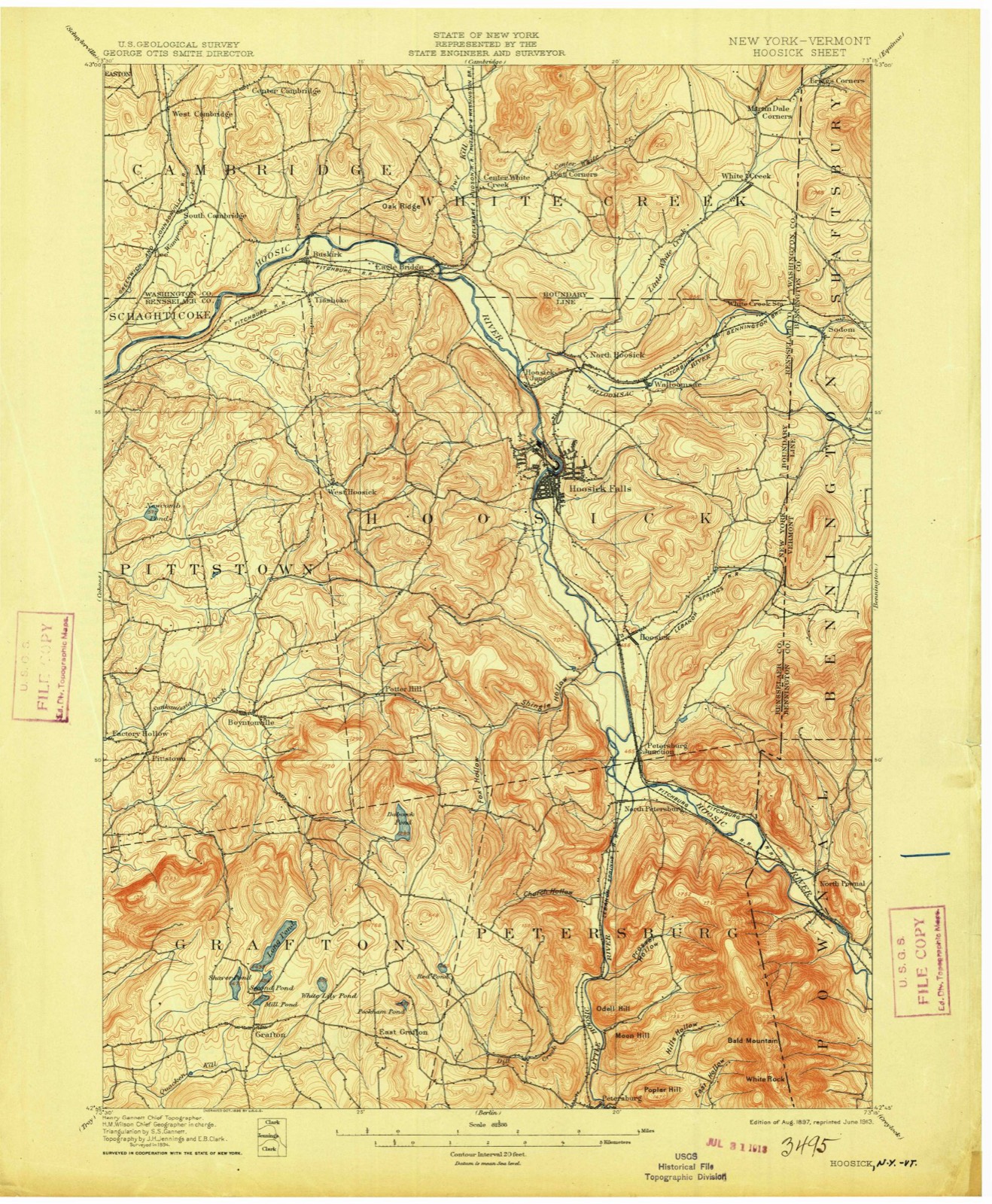 Topographic sheet of Eagle Bridge, surveyed 1897