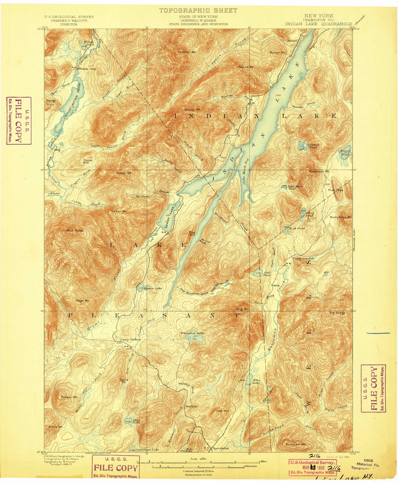 Topographic sheet covering Snowy Mountain Fire Observation Station, surveyed 1899