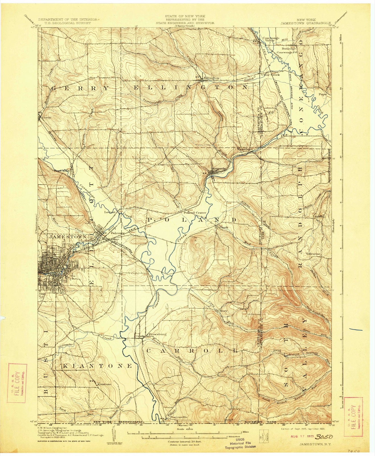 Topographic sheet of Conewango, surveyed 1905