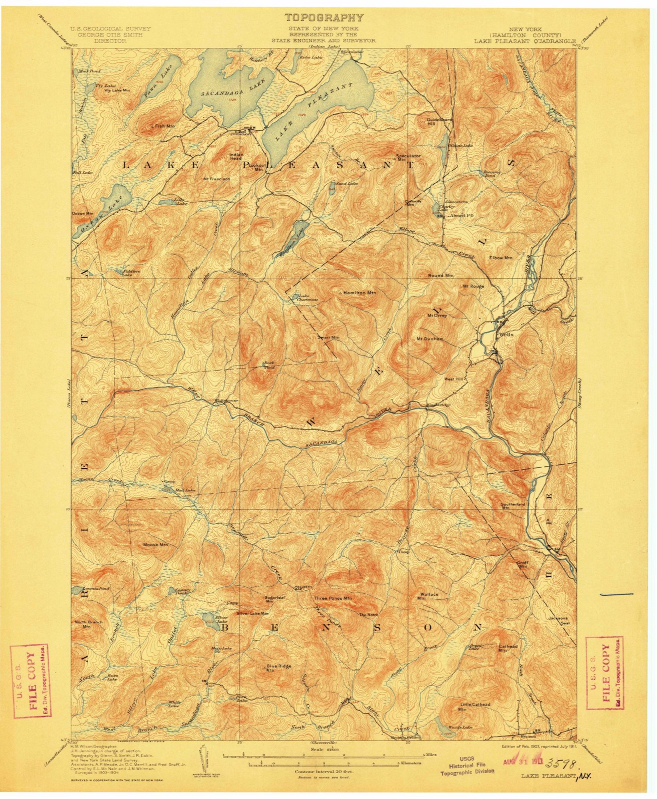 Topographic sheet of Benson, surveyed 1907