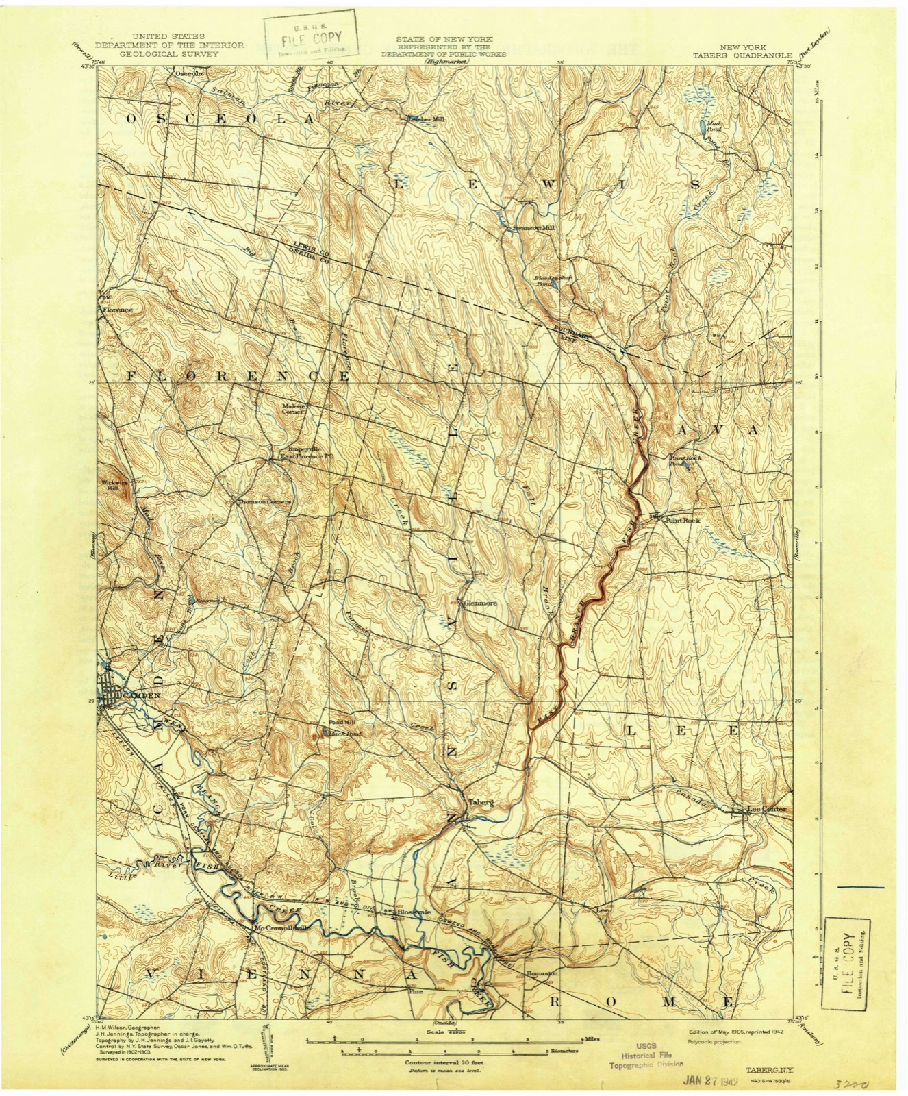 Topographic sheet of Blossvale, surveyed 1905