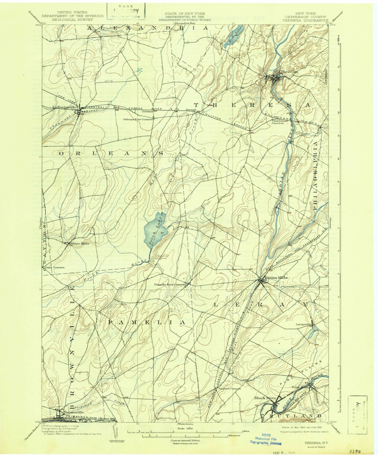 Topographic sheet of Felts Mills, surveyed 1903