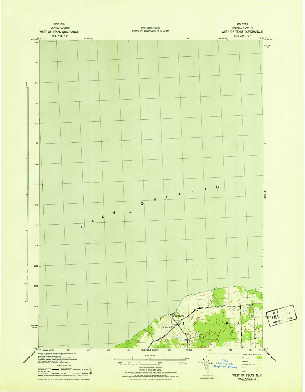 Topographic sheet of Lakeview, surveyed 1943