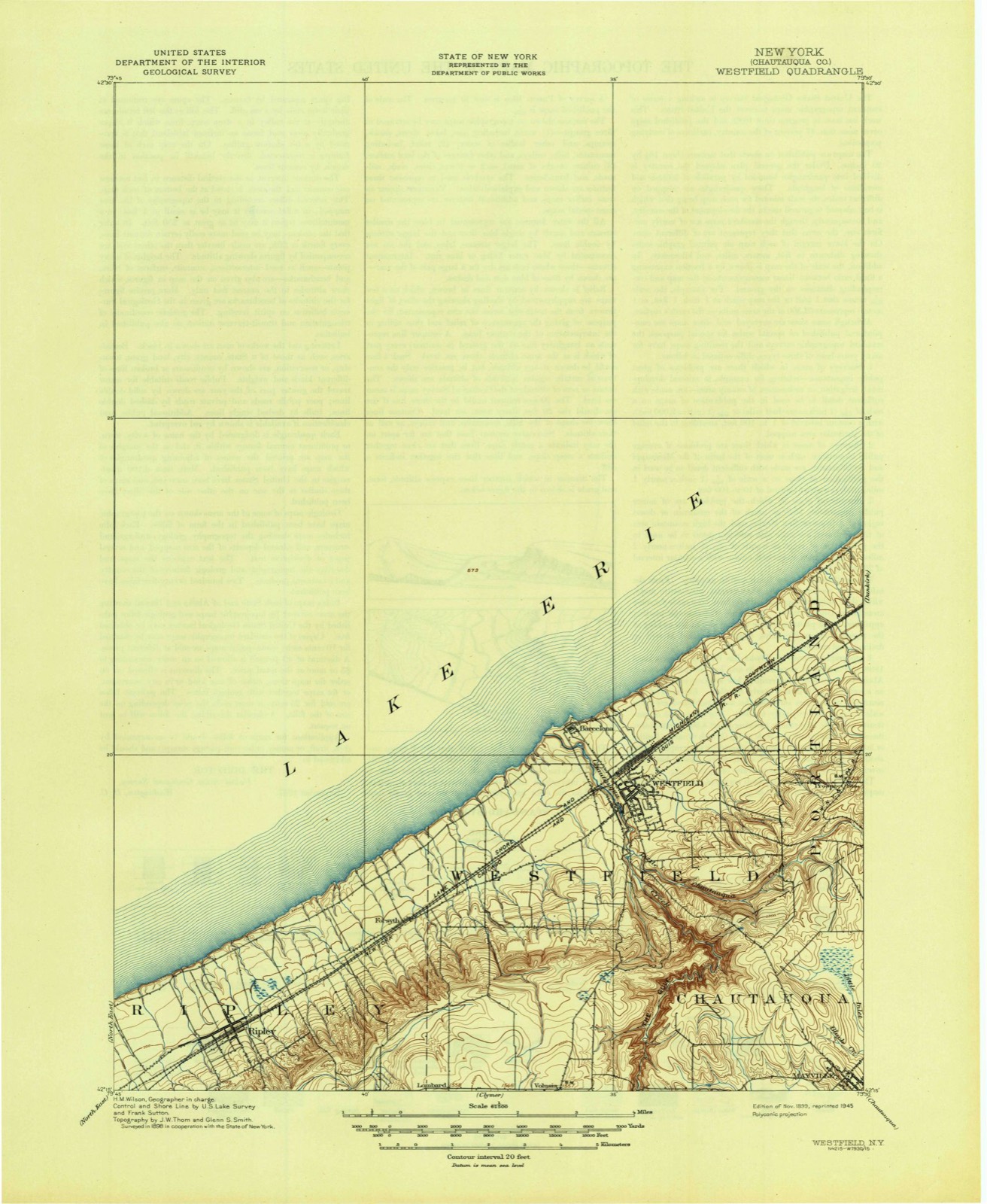Topographic sheet of Mayville, surveyed 1899