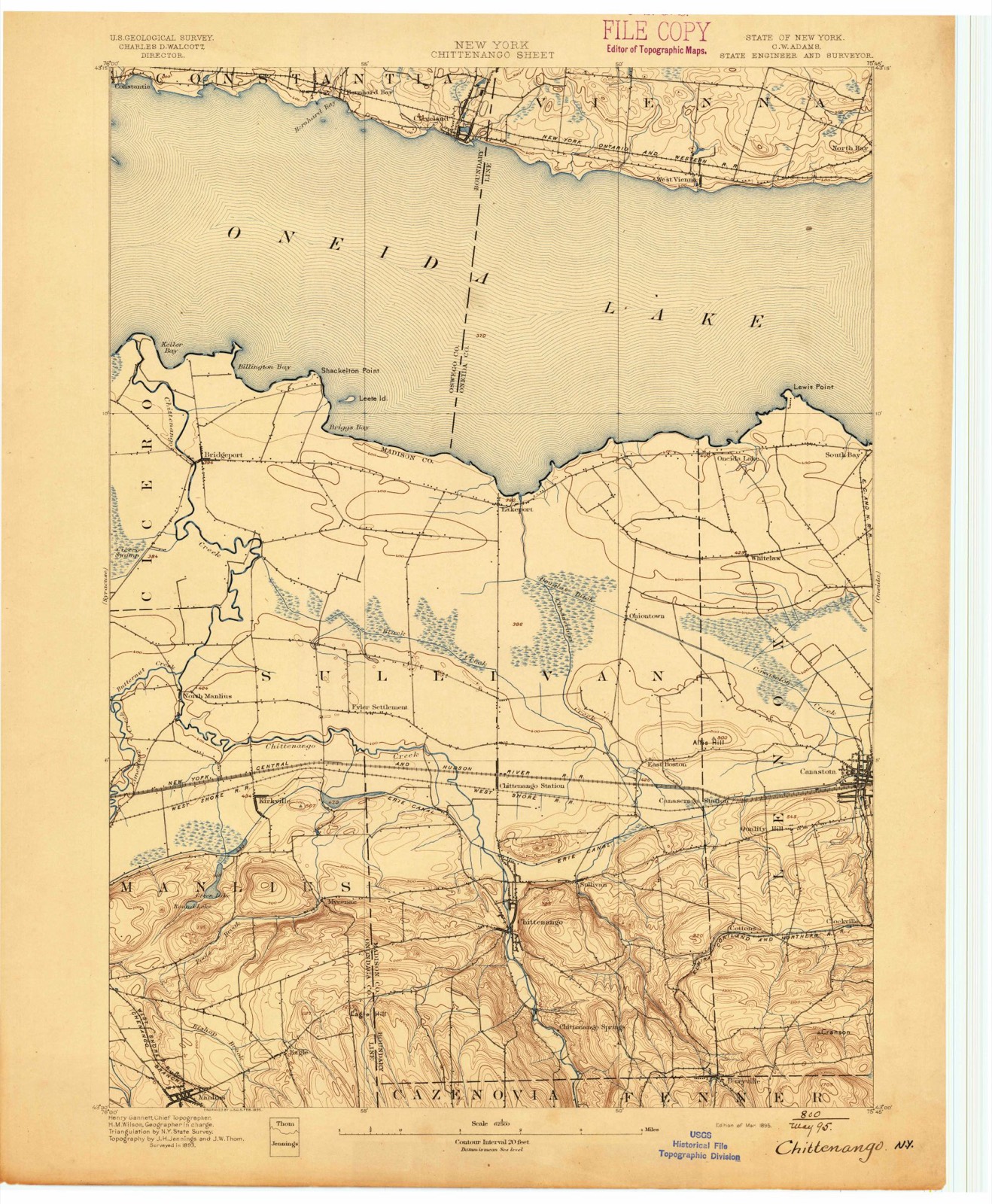 Topographic sheet of Cottons, surveyed 1895