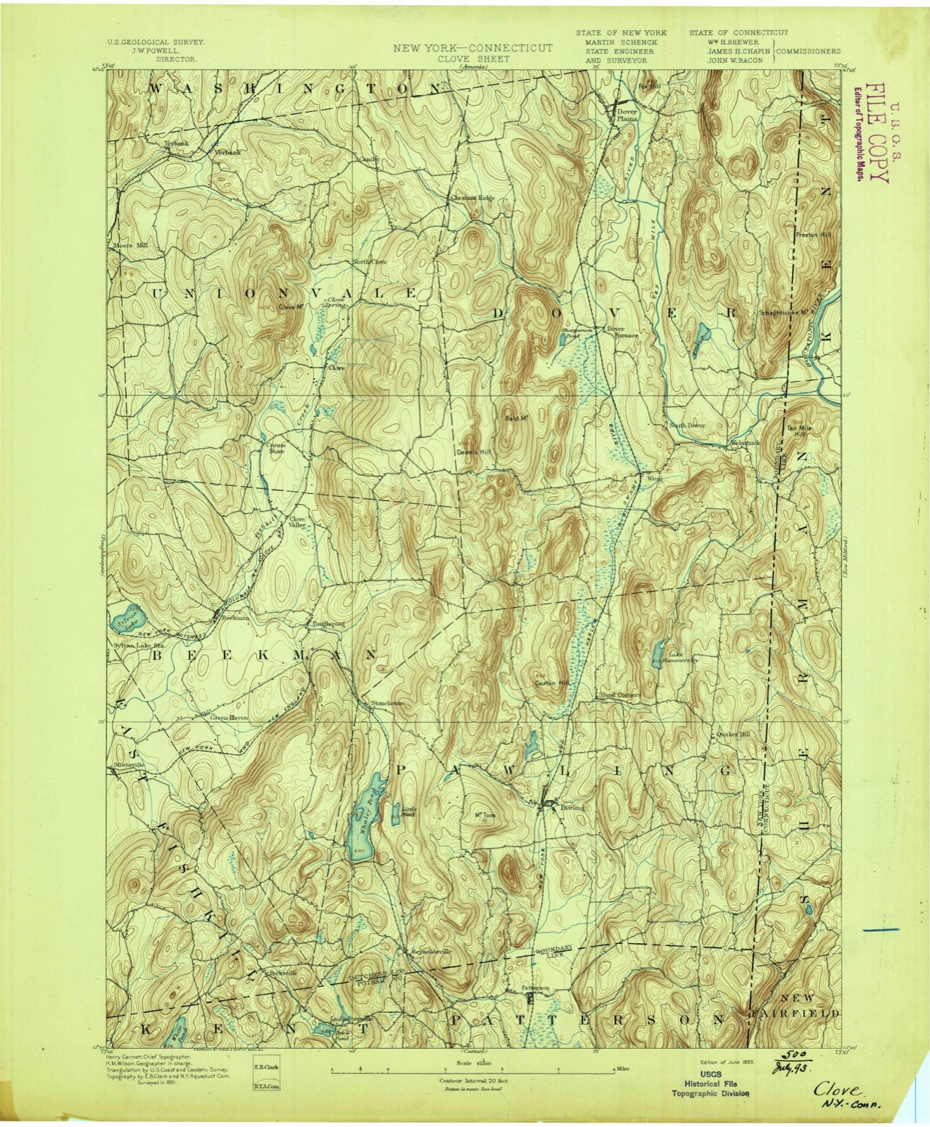 Topographic sheet of Patterson, surveyed 1893