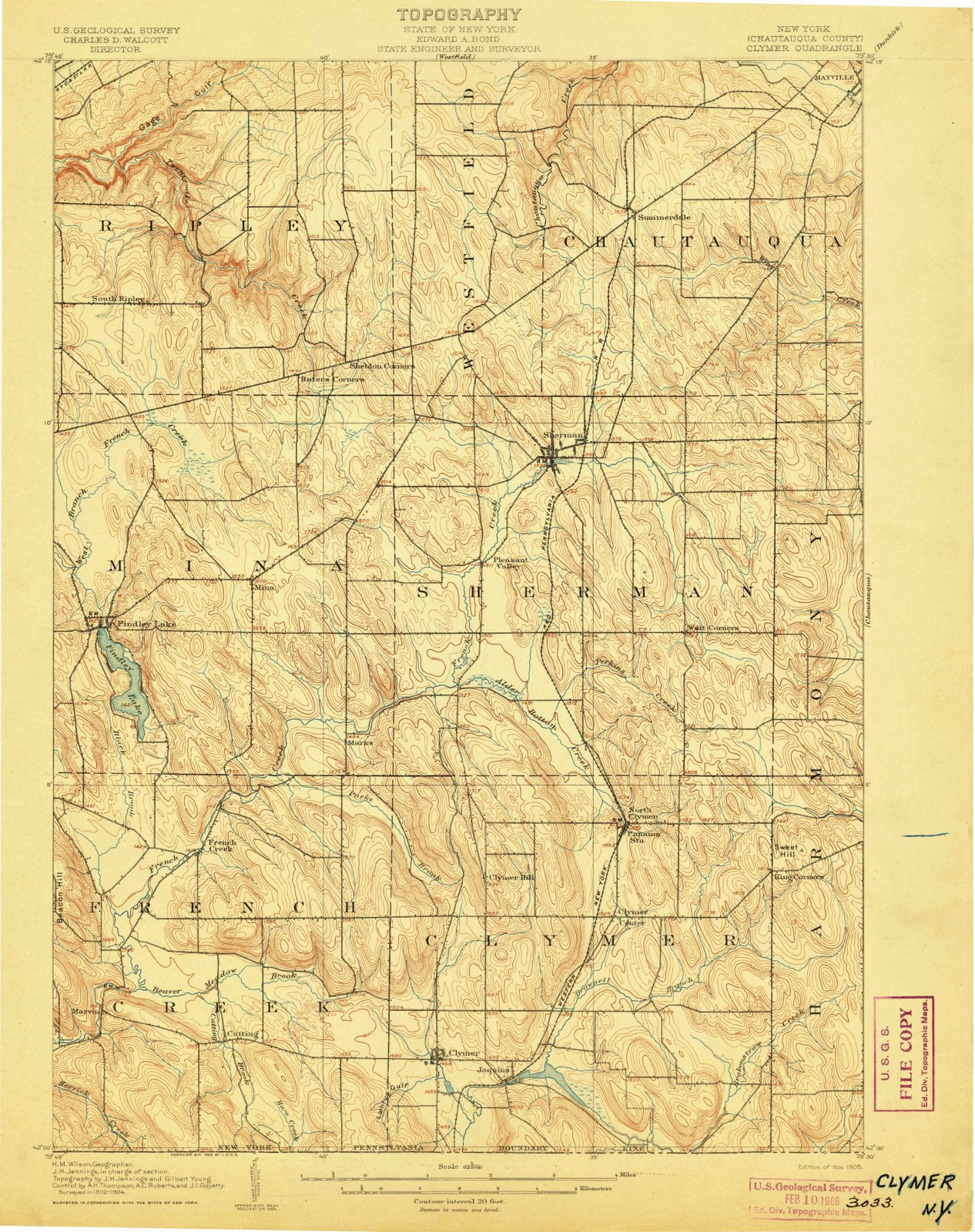 Topographic sheet of Cutting, surveyed 1905
