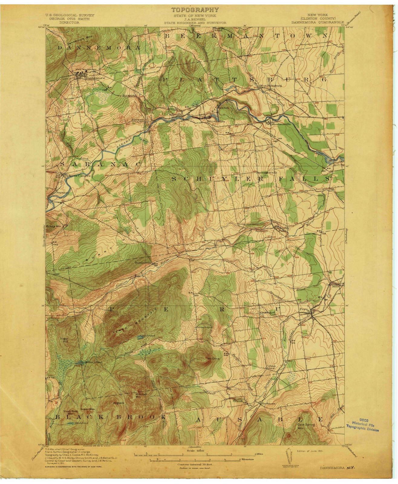 Topographic sheet of Harkness, surveyed 1913