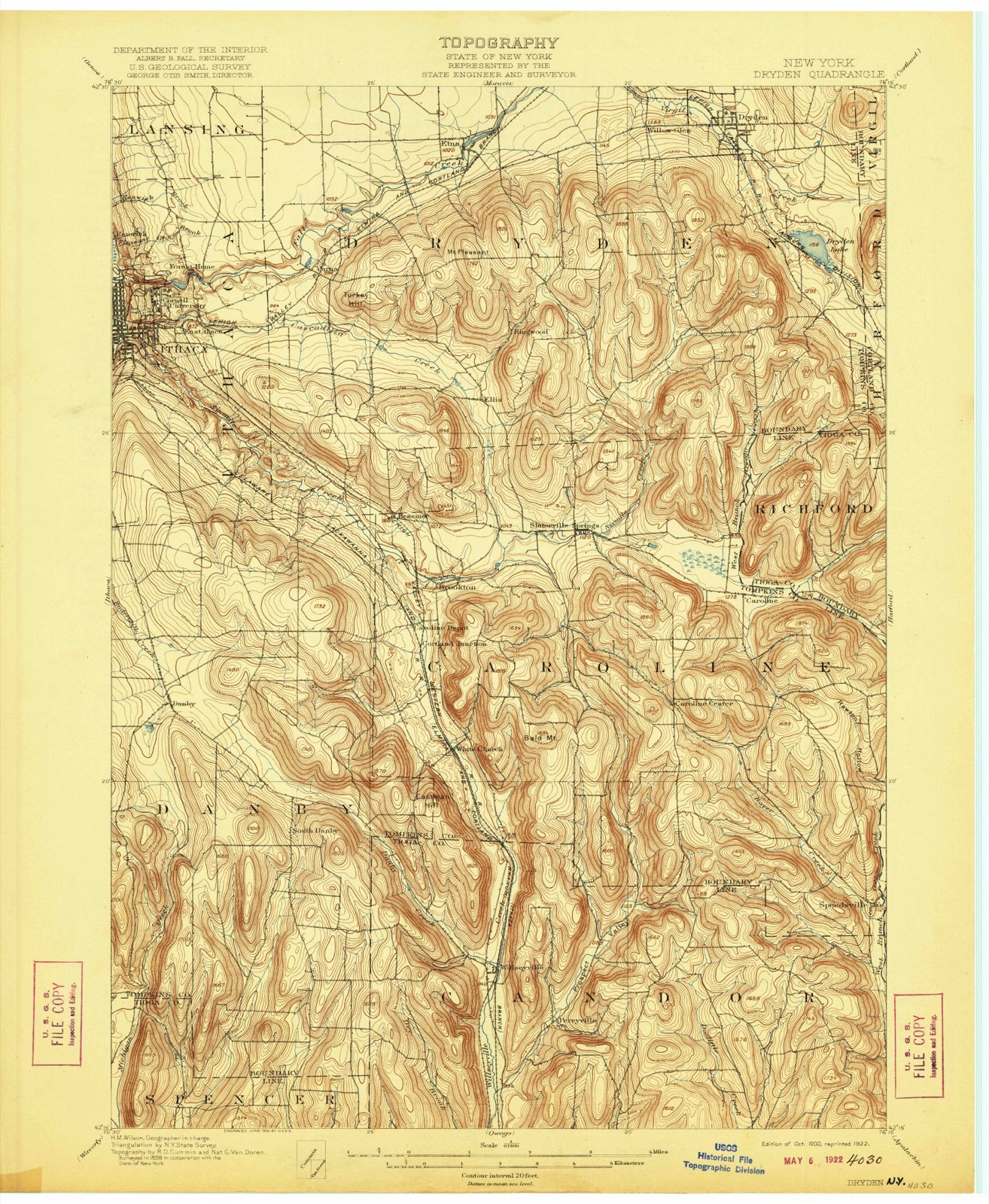 Topographic sheet of Hibbards Corner, surveyed 1900