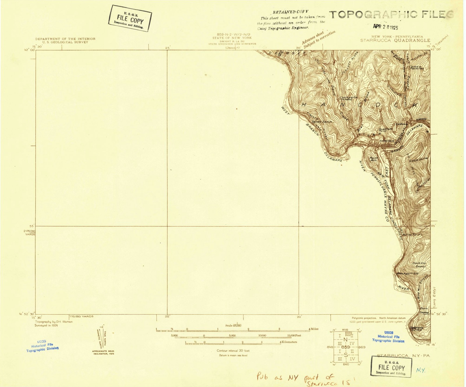 Topographic sheet of Hancock, surveyed 1924